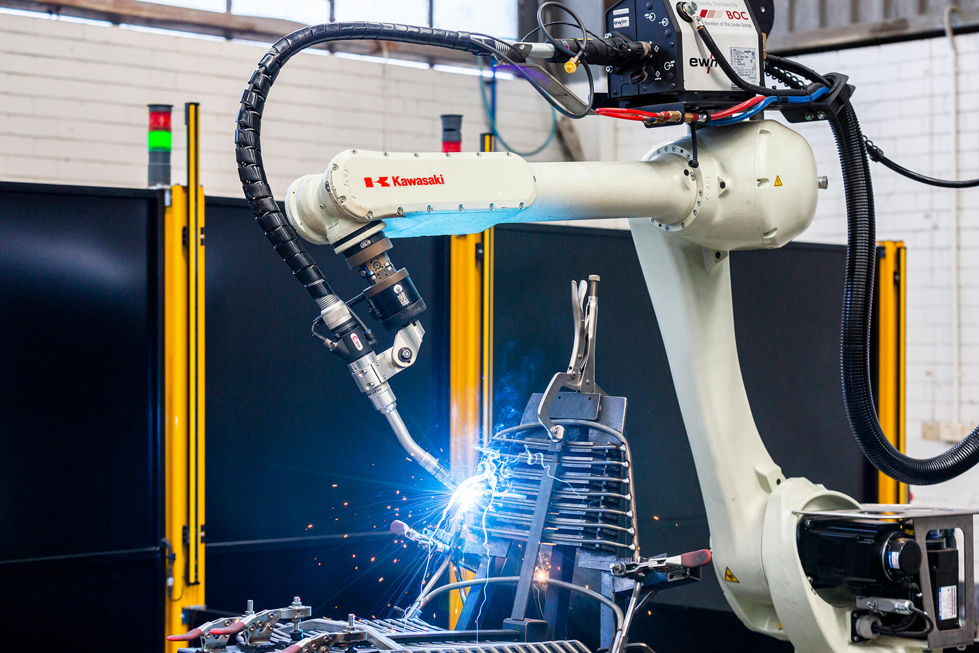 A robot welder welding a chair for TaitForm.